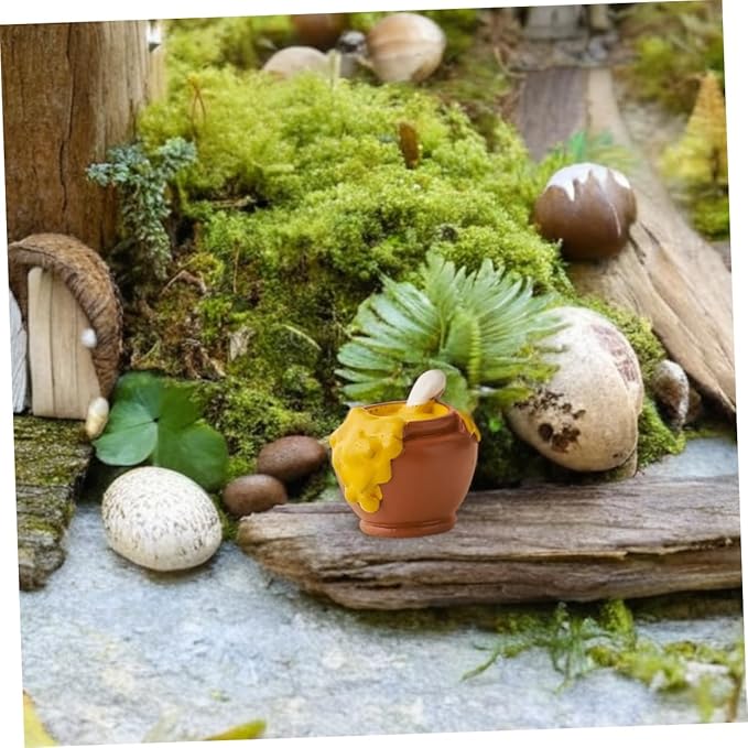 6pcs Miniature Resin Honey Pot Set Adorable Dollhouse Decor for Landscape Decorations Realistic Mini Jars for Creative Scenes and Charming Displays