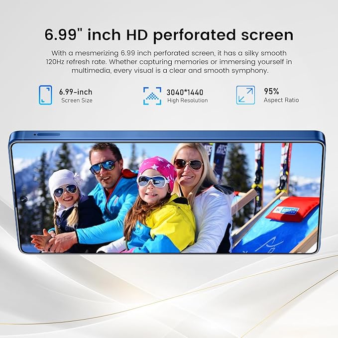 Bnjbmj I25 Ultra Flagship Killer Smartphone - Snapdragon 8 Gen 3, 16GB+512GB, Massive 6.99" FHD+ Display, 108MP+68MP Pro Cam, 7000mAh 2-Day Battery, Android 14, Includes Stylus Pen (Blue)