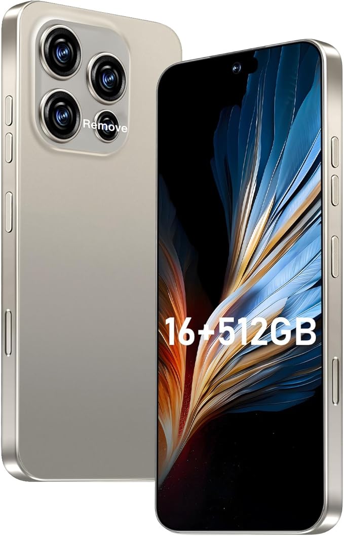 OEJBK 16PROMA X Smartphone New Upgrade 16GB+512GB/6.99" Display 68+108MP Zoom Camera,Tempered Glass Finish, 7000mAh Android 14 Smartphone (Grey)