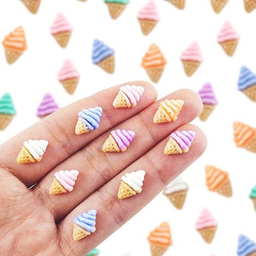 100 Pieces Colorful Tiny Ice Cream for Dollhouse Miniatures Resin Food for Crafts Mini Ice Cream for Dollhouse Mini Kitchen Micro Landscaping Decoration