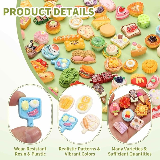 Dollhouse Miniature Food, Cute Mixed Plate Figures Toys Mini Resin Foods Trinkets for Pretend Play Kitchen Cooking Game & Doll House Decor (Mixing Colors, 20pcs)