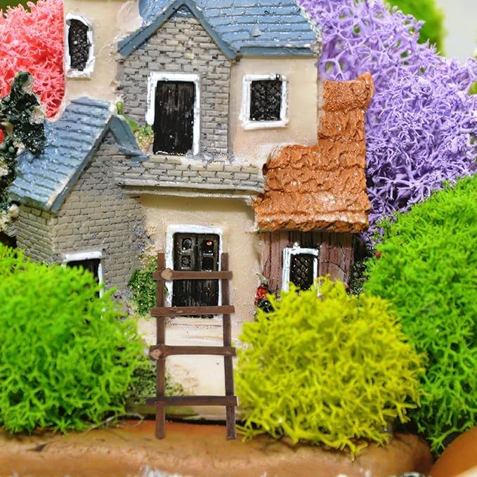 VOSAREA 2Pcs Small Decorative Micro Landscape Ladders Miniature Dollhouse Accessories for Fairy Garden Crafts 7.87 Inch Rattan Ladder Props