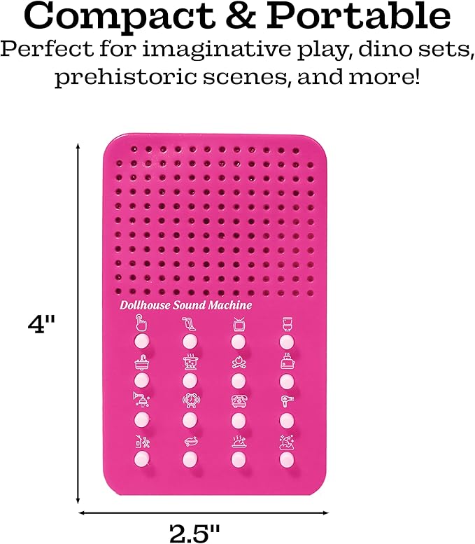 Dollhouse Noisemaker with 16 Sounds and Phrases, Great for Minis, Dolls and Miniatures, Portable Electronic Sound Maker Doll House Themed Sound Board for Kids, Birthday Noise Maker Toy Effects Gift