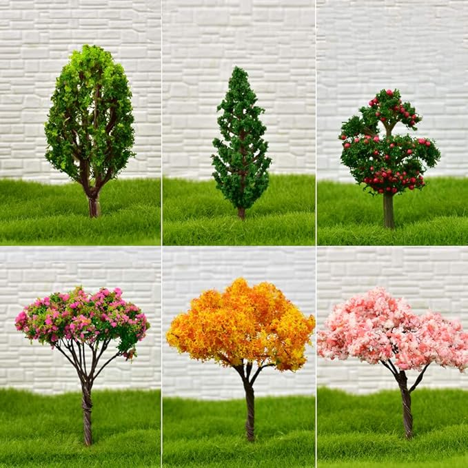 HUIANER Miniature Fairy Garden Tree Plant Ornament, Miniature Dollhouse Pots Decor Moss Micro Landscape DIY Craft Garden Ornament 12 Pcs