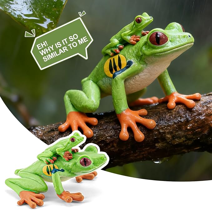 9PCS Amphibian Animals Figurines Toys for Kids with Rainforest Reptile Animals Figurines Include Salamanders, Ichthyophis, Frog Figures, Cake Toppers Party Favors for Toddler