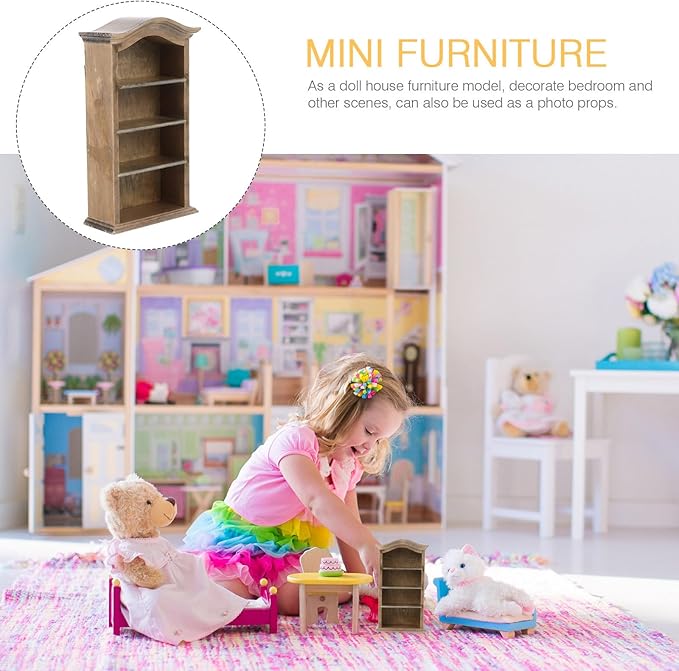 Cabilock 1/12 Miniature Shelf Mini Bookshelf Bookcase Doll House Book Shelf Storage Shelf Miniature Book Shelf Doll House Decor(Black)