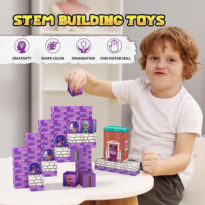 48PCS Magnetic Blocks, Stocking Stuffers for Kids,Ideal Gifts for Ages 3 4 5 6 Year Old, Magnetic Cubes Sensory Montessori Toys for 3 4 5 6 7 8 Year Old Boys & Girls