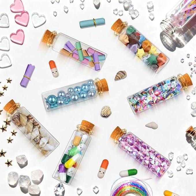 100Pcs 20ml Mini Glass Bottles with Cork Stoppers - Small Clear Vials for DIY Crafts, Wedding Favors, Halloween Decor, Wishing Spell Jars, Includes Funnel-(22 * 80 mm)