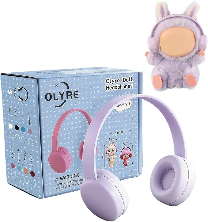 Olyre Doll Headphones for Dolls, Fits 17cm(6.69") Height Trendy Dolls or 1/6 BJDs, Miniature Headset Costume/Clothing Accessory (Doll Not Included) (Purple)
