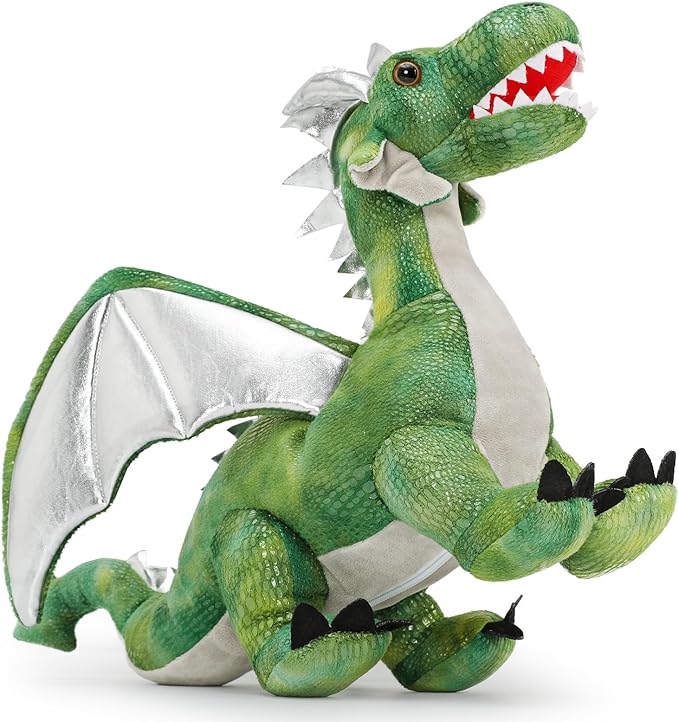 7Pcs Giant Green Dragon Plush Toy Set, 21.7" Big Mother Dragon Stuffed Animal with 4 Babies & 2 Eggs, Stuffed Dinosaurs for Kids Boys Girls, Cute Soft Plushies Gift for Birthday Christmas
