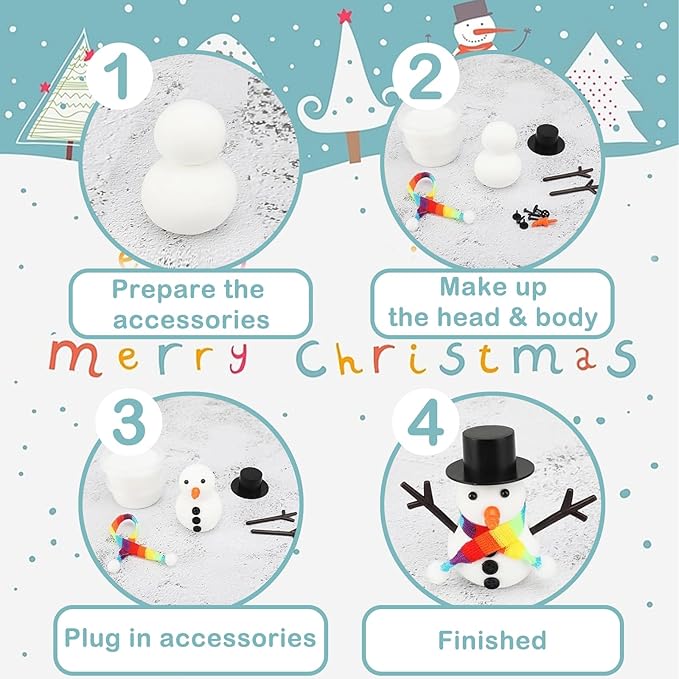 12 Pack Christmas Snowman Craft, Christmas Stocking Stuffers for Kids,DIY Snowman Making Kit, Snowman Modeling Clay Set, Build a Snowman Kit for Christmas Decorations Gifts Xmas Activities Holiday