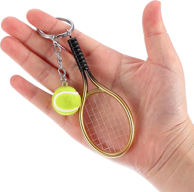 PATIKIL Tennis Keychain, Mini Tennis Racket Keychain Key Ring Tennis Ball Cute Sports Keyrings for Sport Lovers