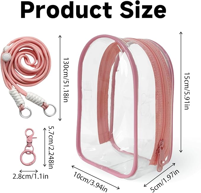 Clear Figure Display Bag with Keychain and Lanyard, Protective Doll Case, 15cm/5.91in Crossbody Doll Storage Bag