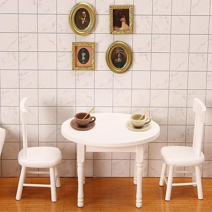 5 Set Dollhouse Miniature Coffee Cups Miniature Dollhouse Accessories 15 Pieces Mini Coffee Cup Plate Spoon for Mini Kitchen Accessories