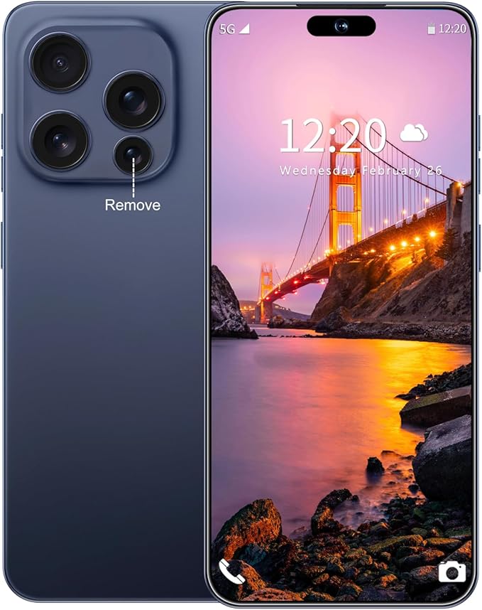Huness I16PROMAX 16+1TB Smartphone Unlocked Cell Phone,6.99" HD Screen Unlocked Phones,Battery 7000mAh Android 14,Face ID/Fingerprint Button unlock/Photos/5G/Dual SIM/GPS (Deep Blue, 16+1TB)