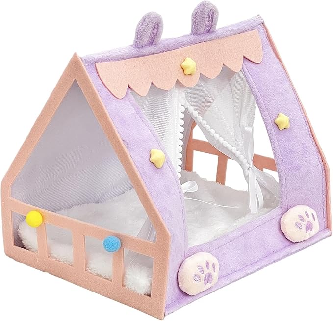 Mini Bed for Dolls and Stuffed Animals, Doll Tent Bed, Miniature Play Furniture Accessories for Dollhouse Bedroom Patio Garden, Decorative Toy for Toddler Girls Pretend Play, Style B