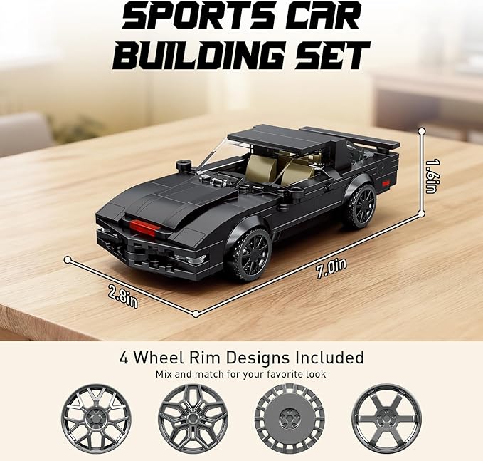 HIGH GODO Car Building Set, Vintage Racing Car Decor Model Kit, Cool Sports Cars Toys Gifts for Adults Teens Age 14+ (332 Pieces)