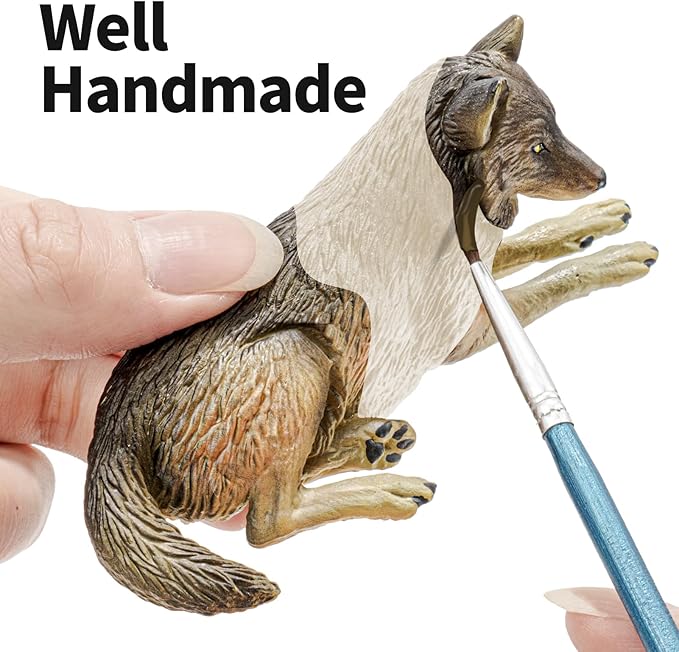 14PCS Wolf Toy Animal Figurines, Realistic Plastic Zoo Safari Animal Toys for Toddlers 3 4 5 6 7, Forest Wolf Animals Figures, Educational Toy Cake Toppers Birthday Gift for Kids Boys Girls