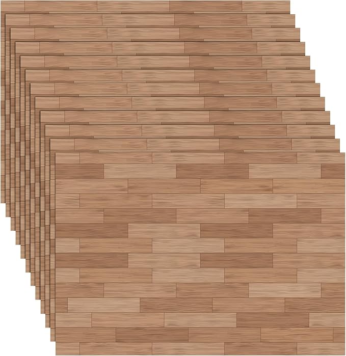 35 Pcs Miniature Dollhouse Wallpaper Self-Adhesive Mini DIY Floorboards Wall Paper Real Life DIY Decoration for Dollhouse(Brown)