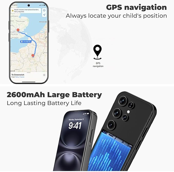 Mini Phone Unlocked Android Phone 4.0" HD Touch Screen Mini Smartphone Kids Smart Phone Dual SIM Quad Core Face ID Small Phone for Students & Children Pocket 3G RAM+ 64GB (Black, 4.0)