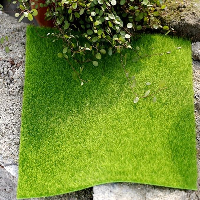 6 Pack Fairy Garden Grass 12 x 12 Inches Miniature Artificial Craft Grass for Dollhouse Ornament DIY Decoration