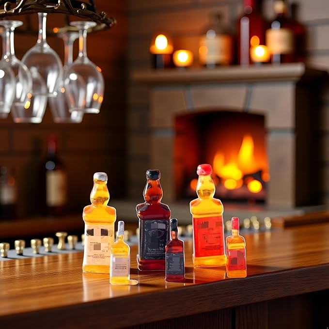 6Pcs/Set Dollhouse Decoration Accessories, 1:12 Dollhouse Simulation Mini Wine Bottle Food Play Excellent Quality and Creativ
