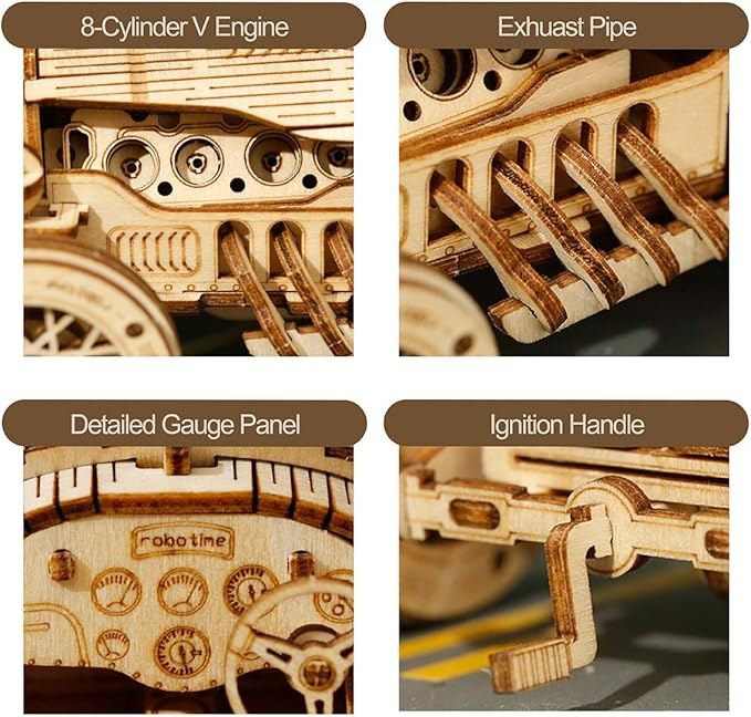 ROKR 3D Wooden Puzzle for Adults-Mechanical Car Model Kits-Brain Teaser Puzzles-Vehicle Building Kits-Unique Gift for Adults on Birthday/Christmas Day(1:16 Scale)(MC401-Grand Prix Car)
