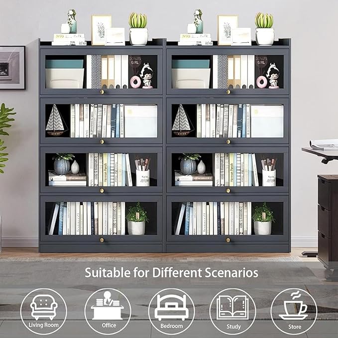 Display Cabinet with Acrylic Doors,55" High Display Case, 4-Tier Curio Cabinet, Collectibles Toy Organizers Rack & Display Shelf, Bookcase for Home, Office, Study, Living Room