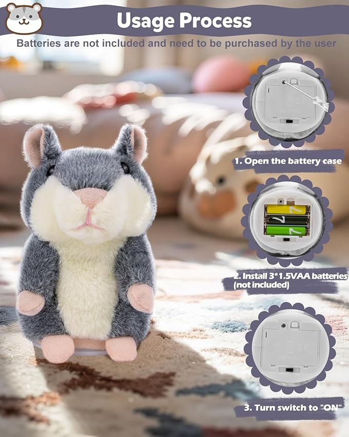 Ayeboovi Kids Toys Talking Hamster Repeats What You Say, Toy for 2 3 4 5 Years Old Boys Girls Birthday Gift, Stocking Stuffer for Toddler Kids Autism Fun Stuffed Animals Interactive Plush