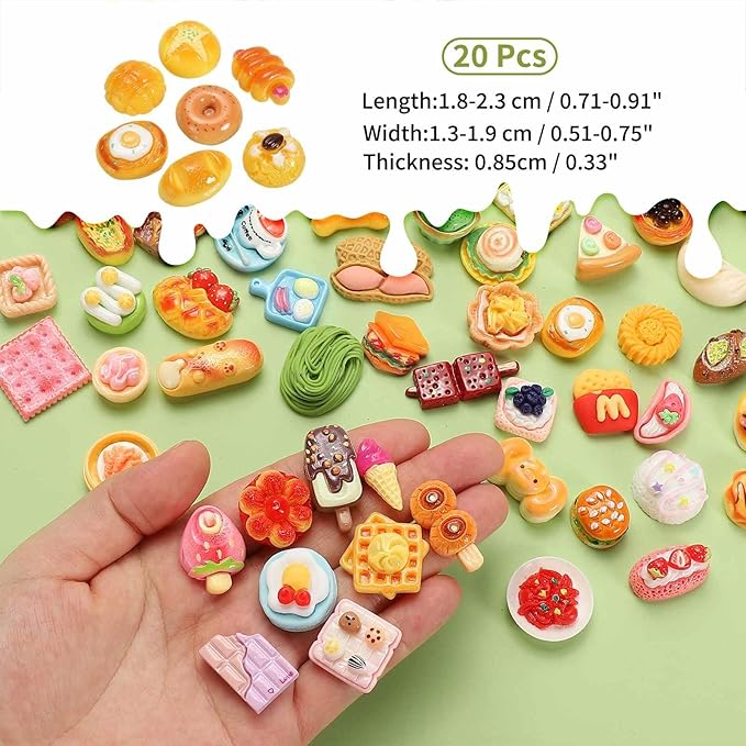 Dollhouse Miniature Food, Cute Pineapple Bread Figures Toys Mini Resin Foods Trinkets for Pretend Play Kitchen Cooking Game & Doll House Decor (Mixing Colors, 20pcs)