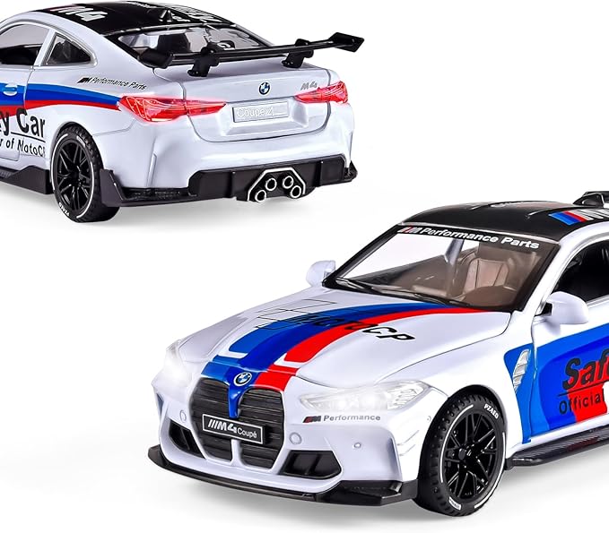 Toy Cars 1:32 M4 Diecast Cars - Light, Sound & Pull Back Function Model Cars- Zinc Alloy Car Model for Kids Who Love car Mechanics & Collecting Exotic Sports Car Toys (White)
