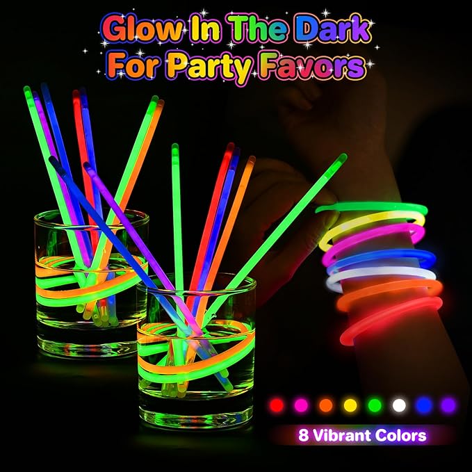 SpringFlower 1000 Pcs Ultra Bright Glow Sticks, Glow Sticks Bracelets For Kids Party Favors, Glow in The Dark Party Supplies, Neon Party Favors Glow Party, Glow Decorations, Birthday, Wedding