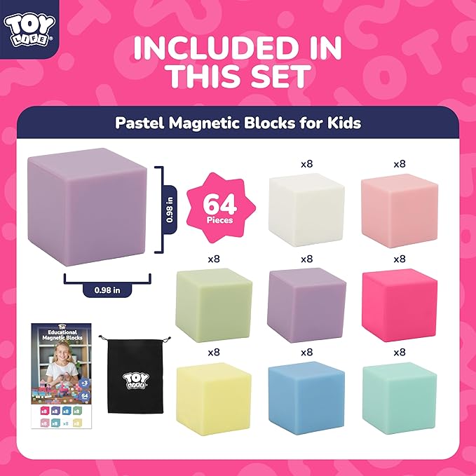 TOY Life 64 Pcs Magnetic Blocks for Kids Ages 3-5, Magnet Building Blocks for Toddlers, Magnetic Blocks for Kids Ages 4-8 Girls & Boys, Educational Learning Building Toys for Age 3 4 5 6 7 8-12
