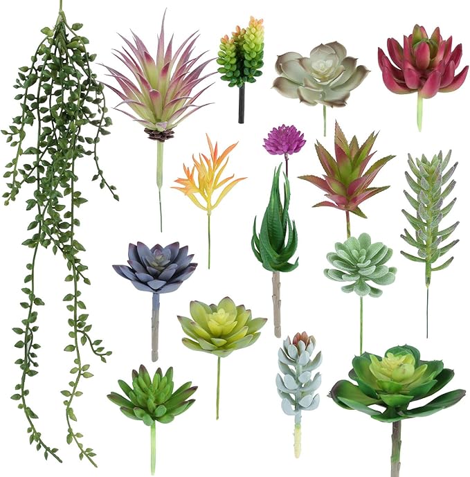 Meneco Faux Succulents Artificial Plants – 16 Pack Lifelike Fake Succulent Plants Unpotted