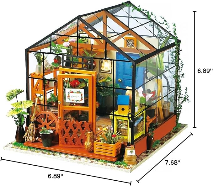 Rowood Miniature House Kit, DIY Miniature Greenhouse Dollhouse Kits for Adults, Mayberry Street Miniatures, Wooden Crafts for Adults, Gifts on Birthday Christmas - Cathy's Flower House