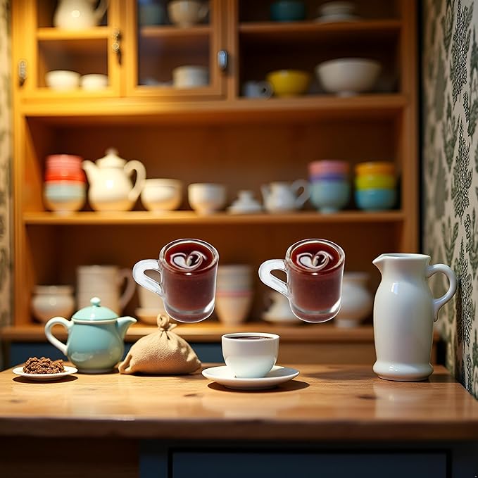 2 Pcs Miniature Coffee Cups Model Dollhouse Ornament Dollhouse Decoration Mini Decor Doll House Accessories Miniature Dollhouse Accessories (Random Pattern)