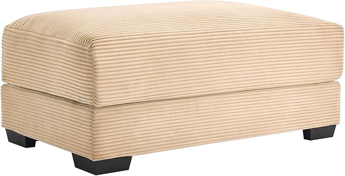 mikibama Corduroy Upholstered Ottoman Bench for Living Room,46" x 33" Sofa Ottomans,Modern Sofa Stool,Serves as Extra Seating Bench in Bedroom,Entryway (Camel, Ottoman)