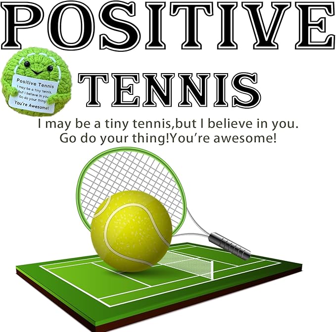 Zelaxeyi Funny Crochet Mini Tennis Ball Gifts for Tennis Lovers,Birthday Gifts for Men Women Tennis Players Emotional Support Crochet