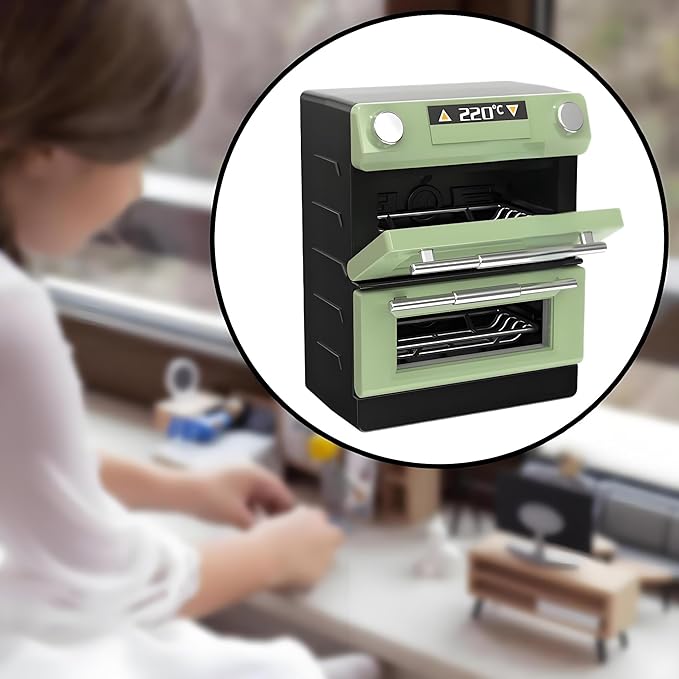 Miniature Can Open Door Double Oven Model – 1:12 Scale Creative Kitchen Appliance, DIY Micro Scene Cooking Cabinet for Dollhouse Furniture, Life Scene Display, Collector & Craft Enthusiast Décor（ A ）