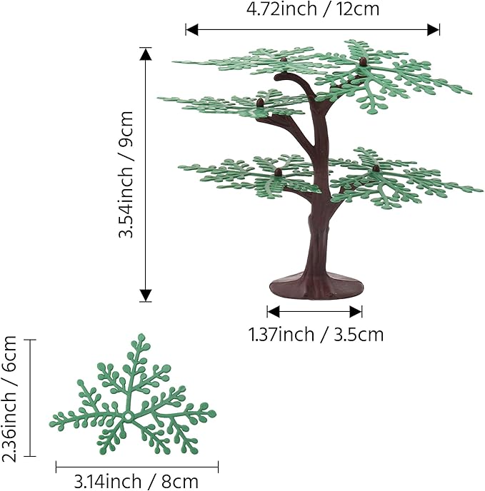 Miniature Trees for Crafts, 3.54 inch Plastic Tiny Model Trees for Diorama, Detachable 5-Leaf DIY Assembly, Artificial Scenery Accessories for Fairy Garden & School Projects