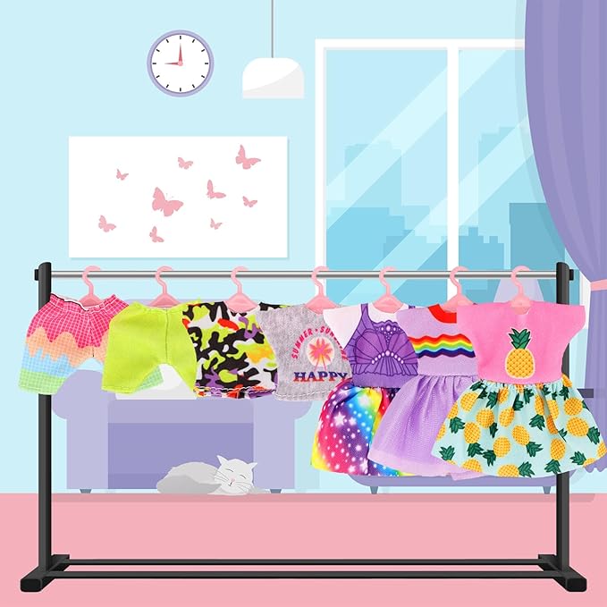 30 PCS Mini 6 Inch Doll Clothes and Accessories Include 4 Tops, 4 Pants for Boy Dolls, 5 Dresses , 2 Swimsuit and 2 Shoes, 10 Outfits Hangers Pocket Glasses Headset Crown for 5.3-6 Inch Dolls