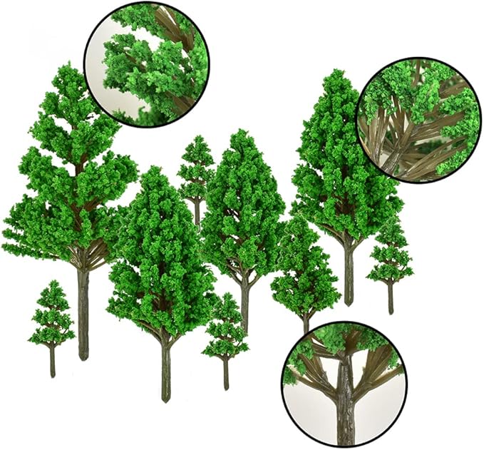 LUEYAO Mini Model Miniature Trees Mixed Train Scenery Architecture Trees Fake Trees for DIY Crafts Building Model Scenery Landscape Green 1.2-3.9 inch 20 PCS