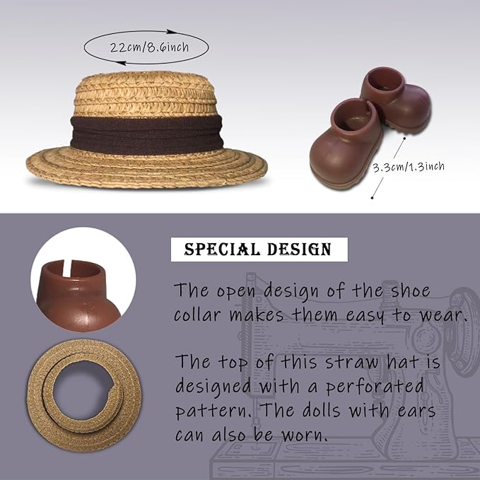 Clothes for 6.7inch /17cm Dolls (Without Dolls),Sets and Accessories,5pc Set（Straw hat+Shirt+Pants+Shoes+Vest,Suitable for Collectors and As Gifts. (Vacation-red)