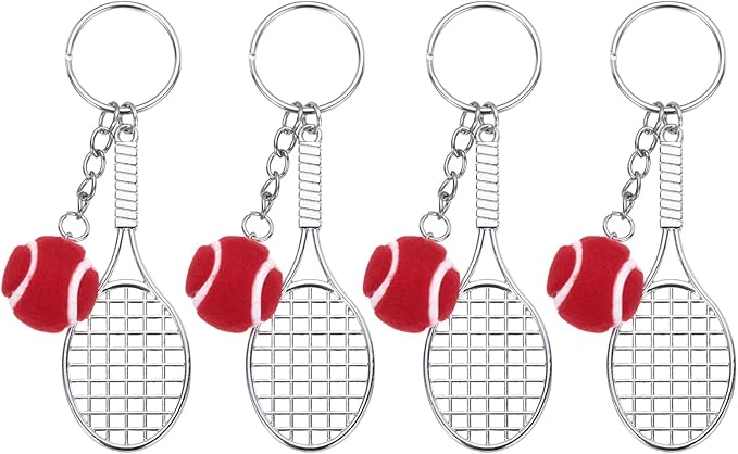 PATIKIL Tennis Keychain,Metal Tennis Racket Key Chains Sports Novelty Charm Pendant for Backpacks,Party Favor, Sports Fan