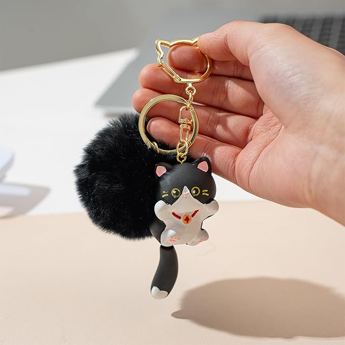 Jekvill Cat Keychain bag charms for handbags Cute Keychains for Women Kawaii Cat Backpacks Accessories cat plush keychain