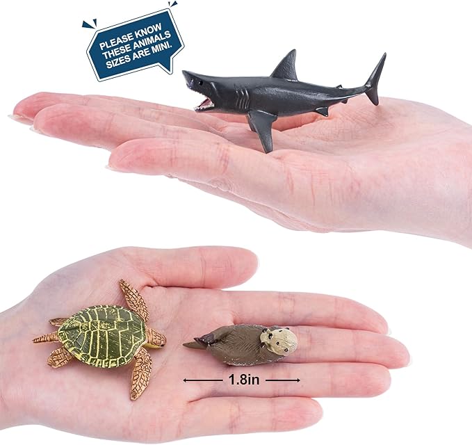36PCS Sea Animal Toys with Shark, Whale, Octopus & Other Ocean Animal FigurinesToys for Kids, Ocean Theme Cake Toppers Party Favors Birthday Gift for Boys Girls