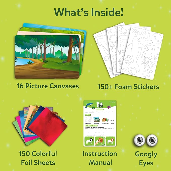 Skillmatics Foil Fun - Animals Mega Pack, No Mess Art for Kids, Craft Kits & Supplies, DIY Creative Activity, Travel Toys, Gifts for Boys & Girls Ages 4, 5, 6, 7, 8, 9, Travel Toys