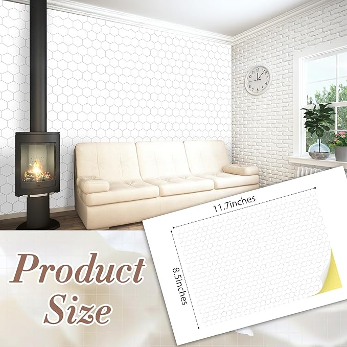 Flutesan 3 Pcs Miniature Dollhouse Wallpaper and Flooring Peel and Stick 1:12 Scale Self Adhesive Doll House Wallpaper DIY Mini Dollhouse Accessories 8.27 x 11.69 Inch(Hexagon)