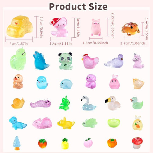 150 Pcs Luminous Mini Resin Animal Figurines Glow in The Dark Miniature Figures Variety Pack to Hide for Potted Plants Micro Landscape Garden Aquariums