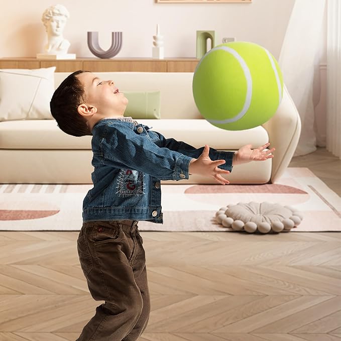 OurHonor Tennis Ball Plush, 11.8" Soft Tennis Stuffed Toy Tennisball Throw Pillow Fluffy Tennis Plushies Sport Theme Gift for Kids Boy & Girls Children